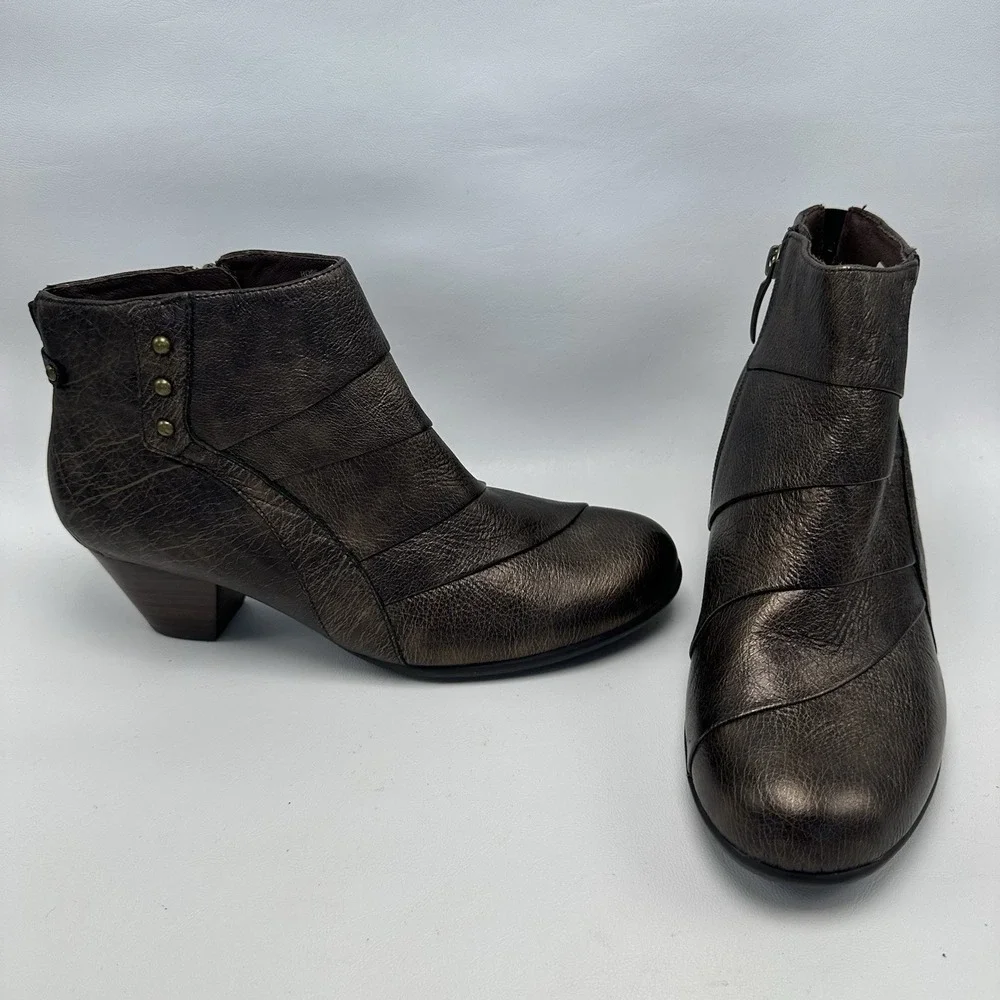 Earth Hope‎ Booties Bronze Size 10 B New Side Zip